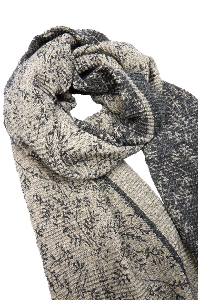 Floral Crinkle Scarf, Alternate, color, BLACK