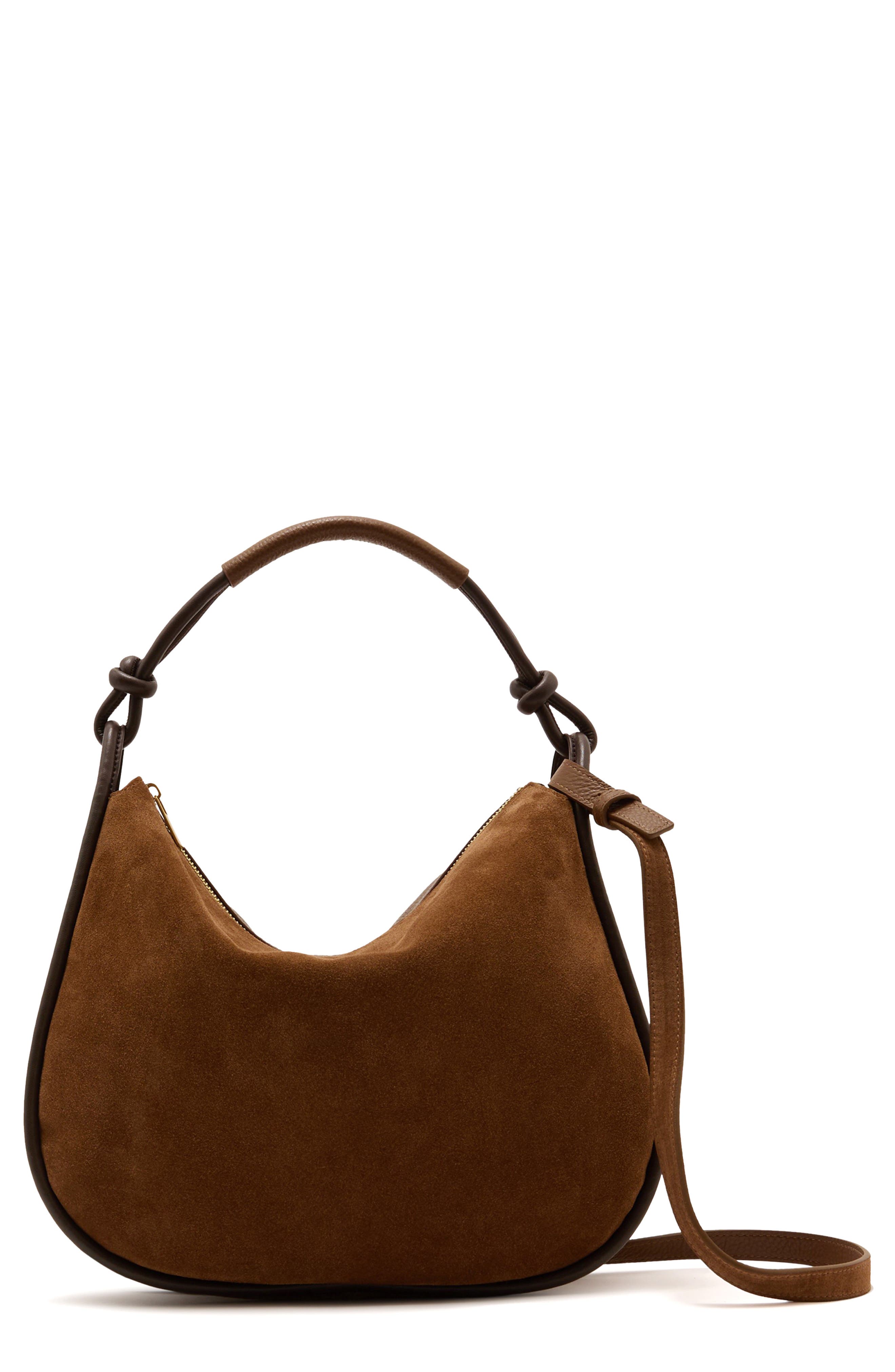 Aurelie Suede Baguette Bag, Main, color, TAN