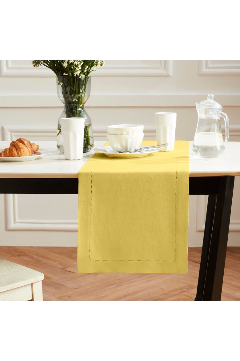 Linen Table Runner - Sonoma Hemstitch, Main, color, Yellow
