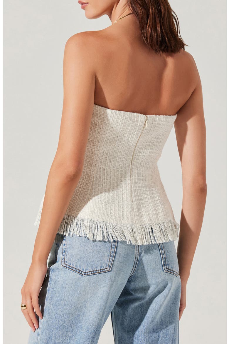 Lorene Strapless Tweed Top, Alternate, color, CREAM