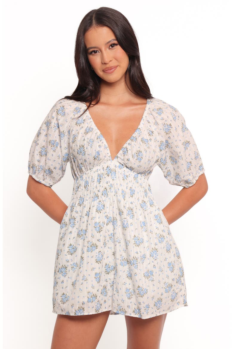 Ashio Puff Sleeve Cotton Seersucker Romper, Alternate, color, BLUE FLORAL