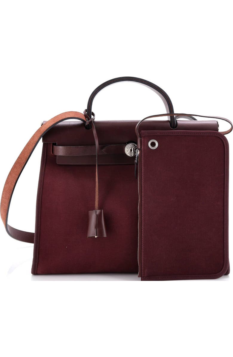 Pre-Owned Hermes Herbag Zip Leather and Toile 31, Alternate, color, Bordeaux