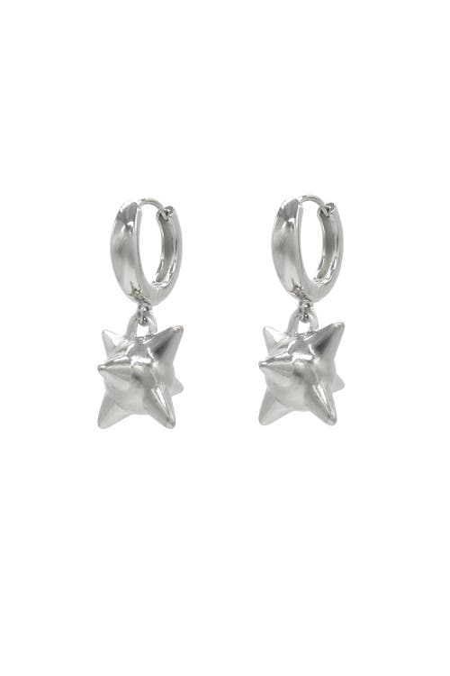 Velvet Luna Steel Spiked Ball Huggie Earrings In Silver