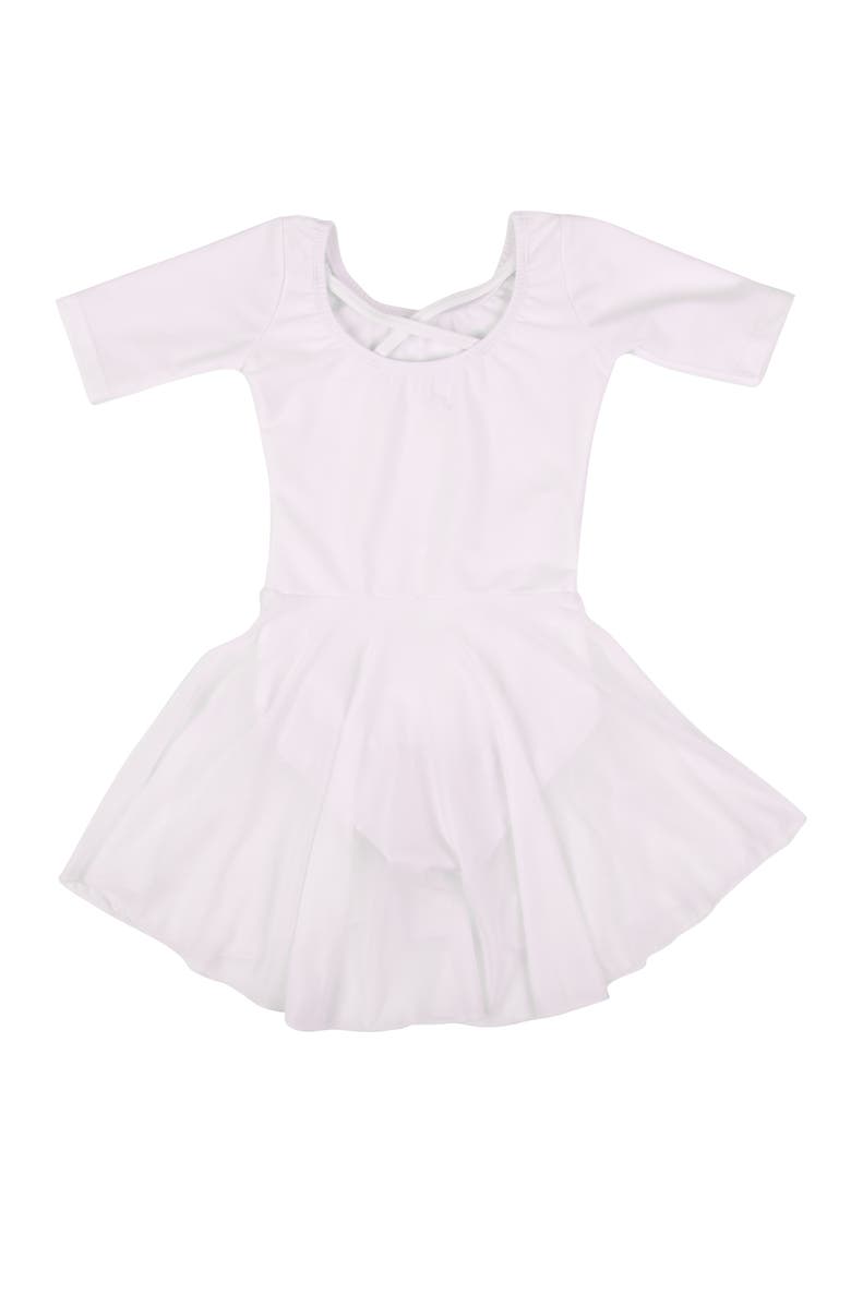 Leveret Girls Short Sleeve Skirted Leotard, Alternate, color, White
