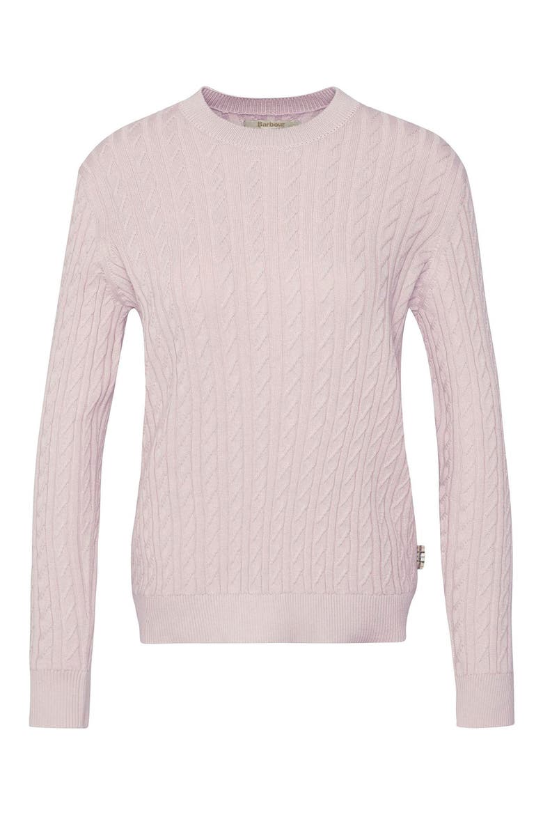 Hartland Cotton Cable Crewneck Sweater, Alternate, color, PRIMROSE PINK