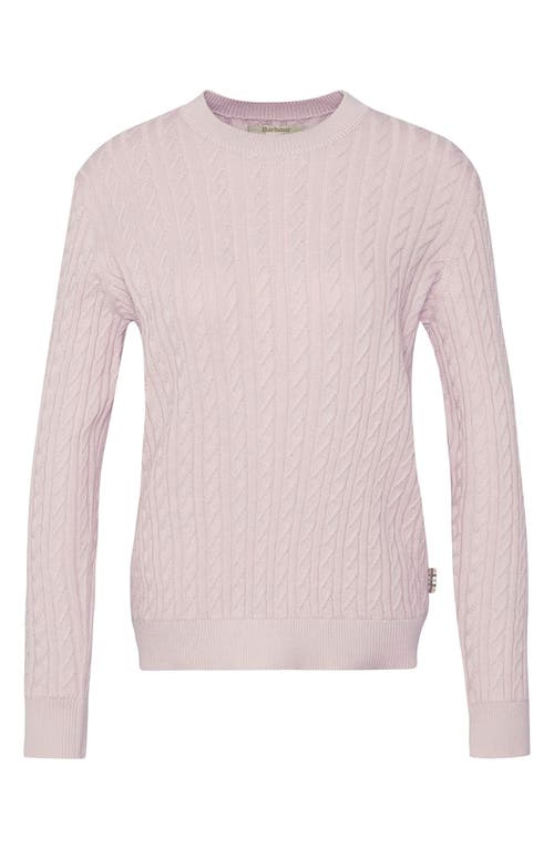 Barbour Hartland Cotton Cable Crewneck Sweater In Primrose Pink