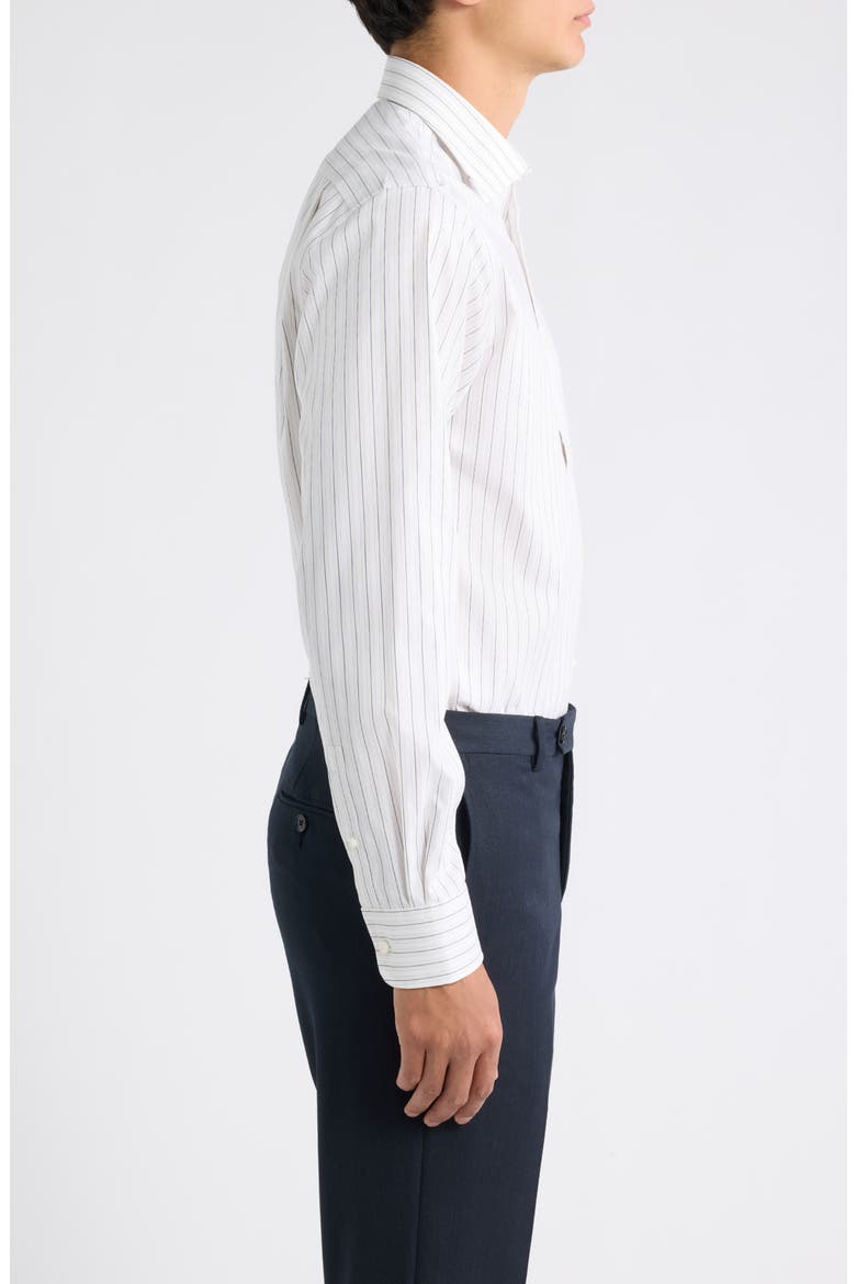 Modern Fit Striped Pima Cotton Shirt, Alternate, color, CHESTNUT STRIPE
