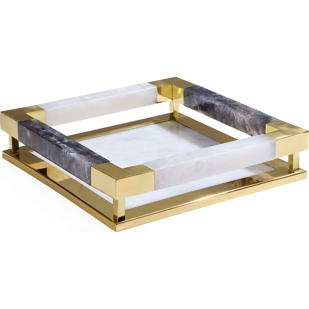 Jonathan Adler Como Tray In Black/white/gold