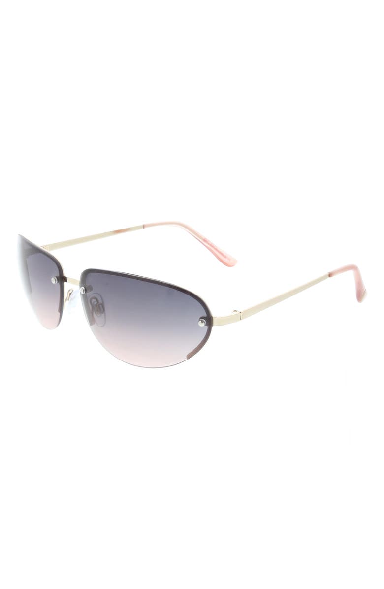 BCBGeneration 62mm Rimless Racer Wrap Sunglasses, Alternate, color, Shiny Gold/ Smoke/ Pink