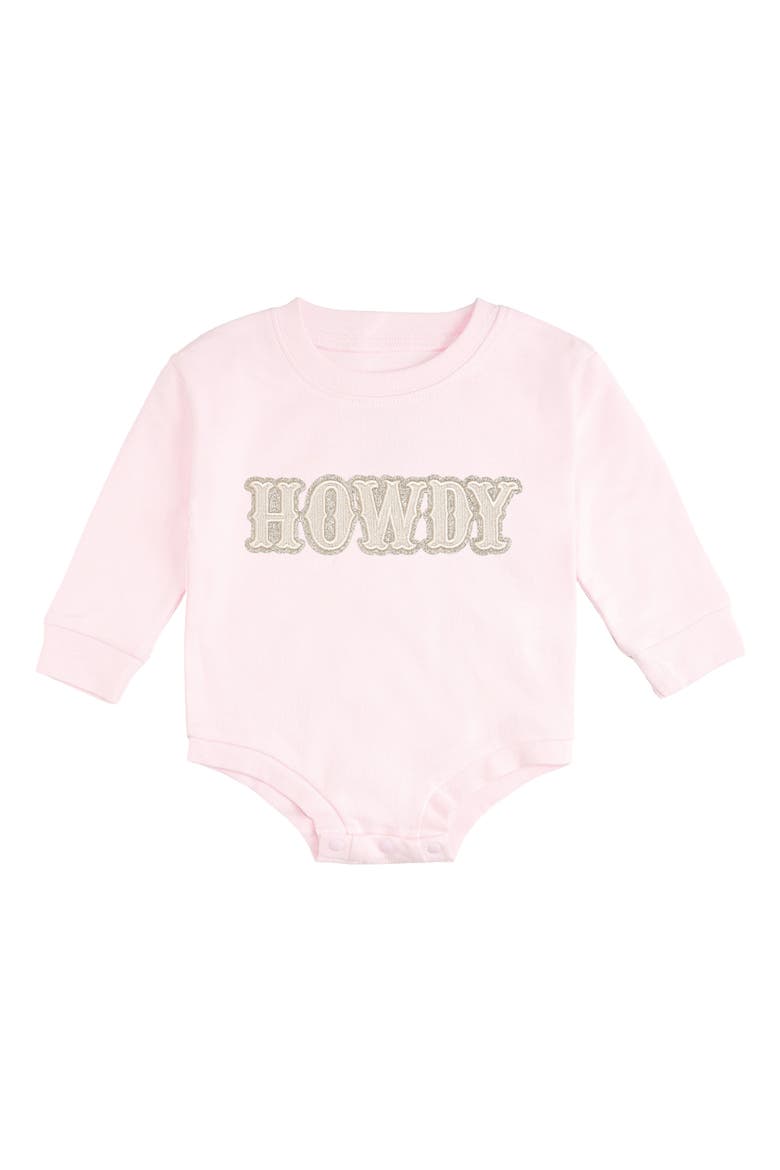 Howdy Patch Western Long Sleeve Romper, Main, color, Ballet Pink