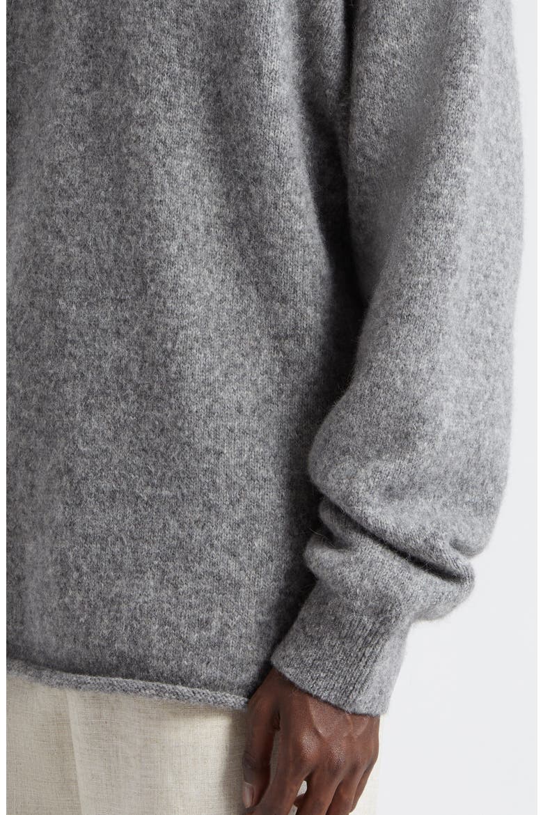Le Pull Jacquard Logo Brushed Alpaca & Merino Wool Blend Sweater, Alternate, color, GREY