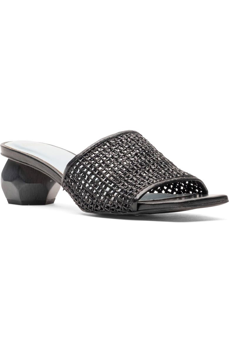 Frances Valentine Raffia Block Heel Sandal, Main, color, Black