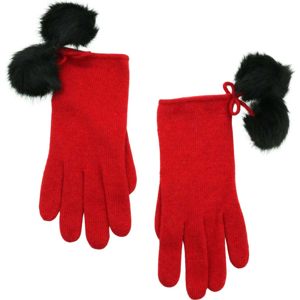 Portolano Pompom Wool Blend Gloves In Red