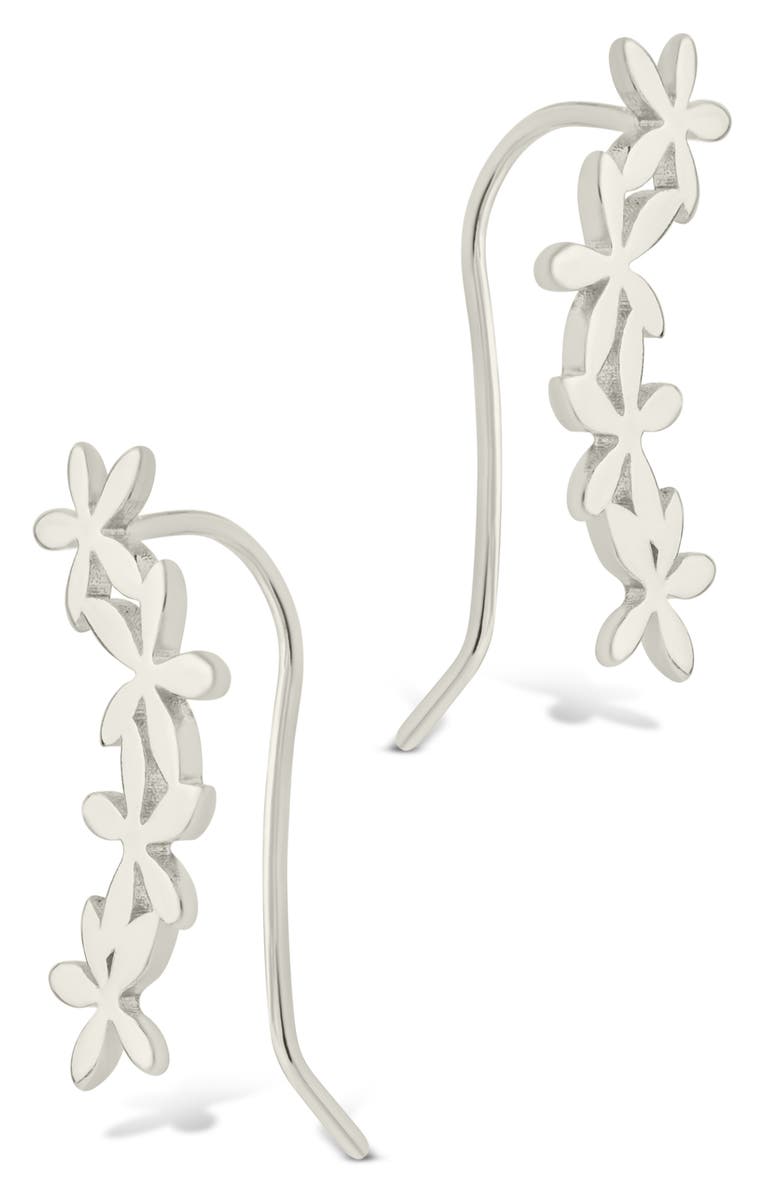 Sterling Forever Carly Floral Ear Crawlers, Alternate, color, Silver