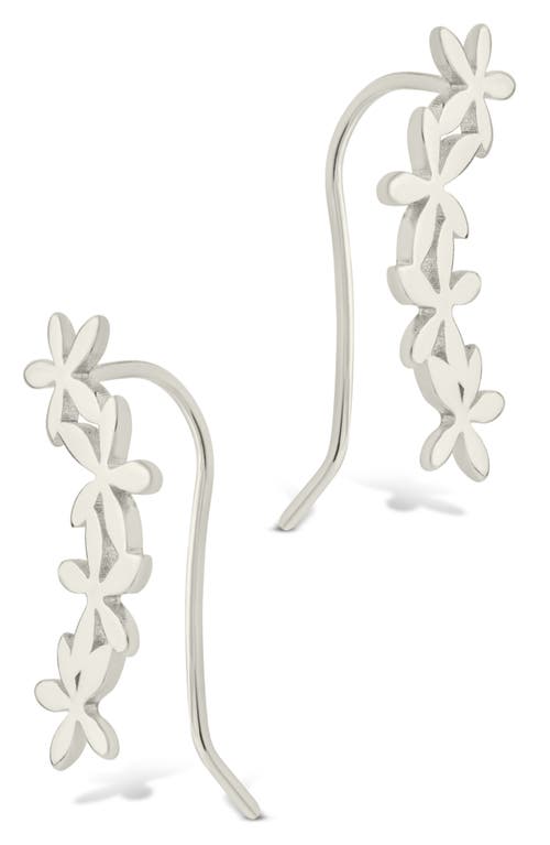 Sterling Forever Carly Floral Ear Crawlers In Metallic