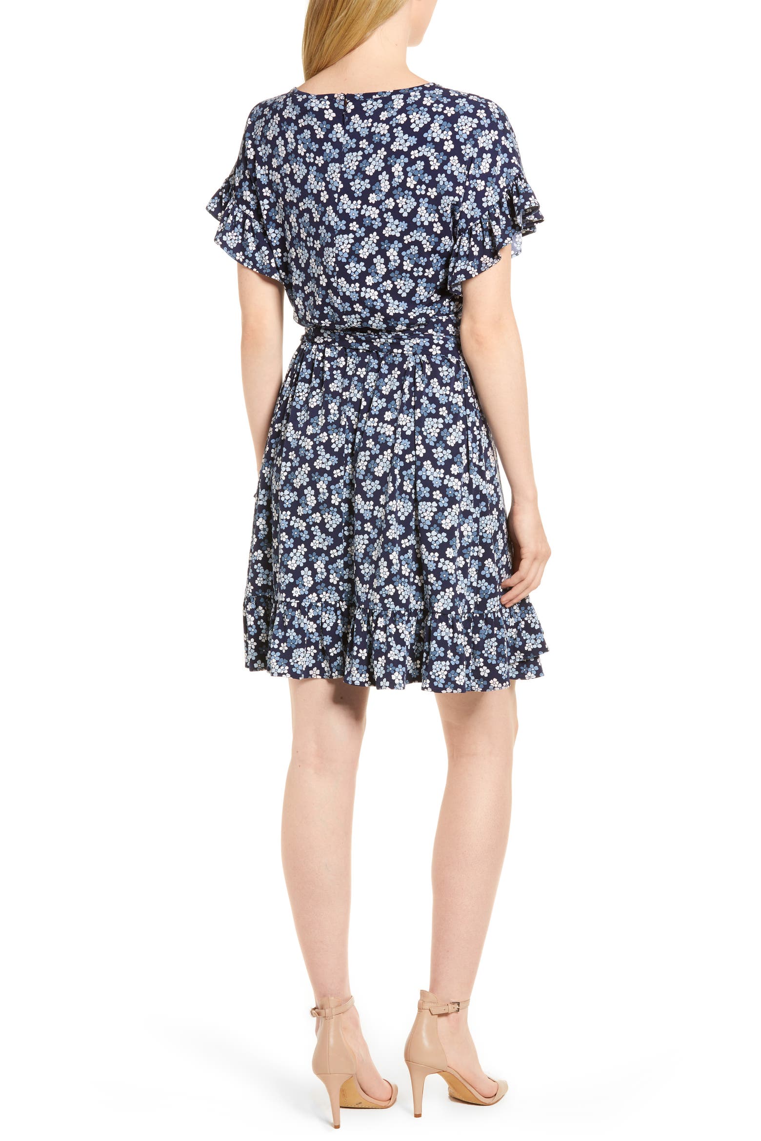Michael Ruffles MICHAEL Michael Kors Cherry Blossom Ruffle Wrap Dress (Women ...