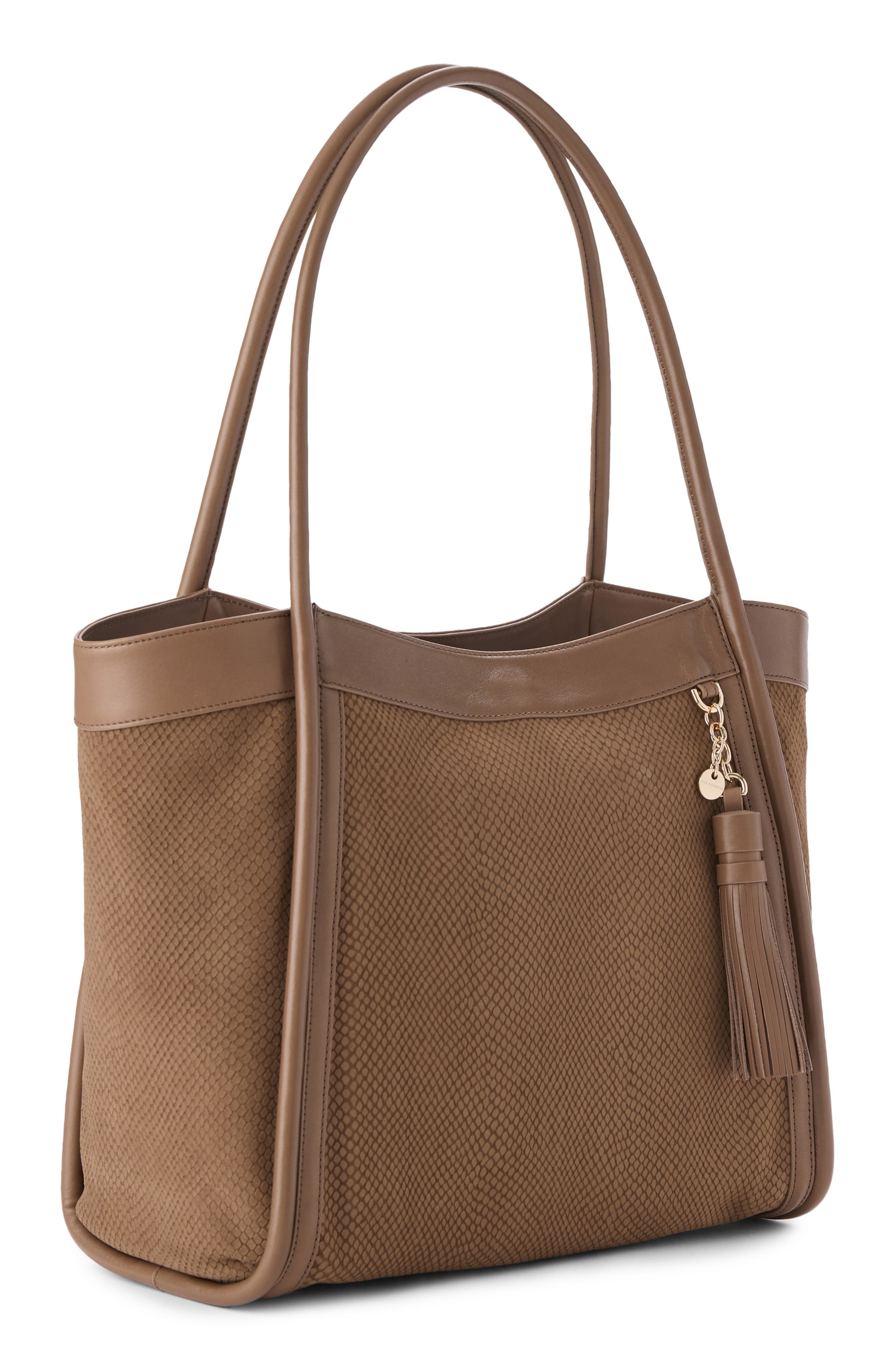 Brahmin Bailee Snake Embossed Leather Tote, Alternate, color, Taupe Belcanto
