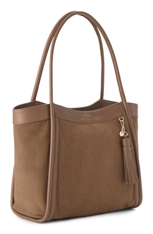 Brahmin Bailee Snake Embossed Leather Tote In Brown