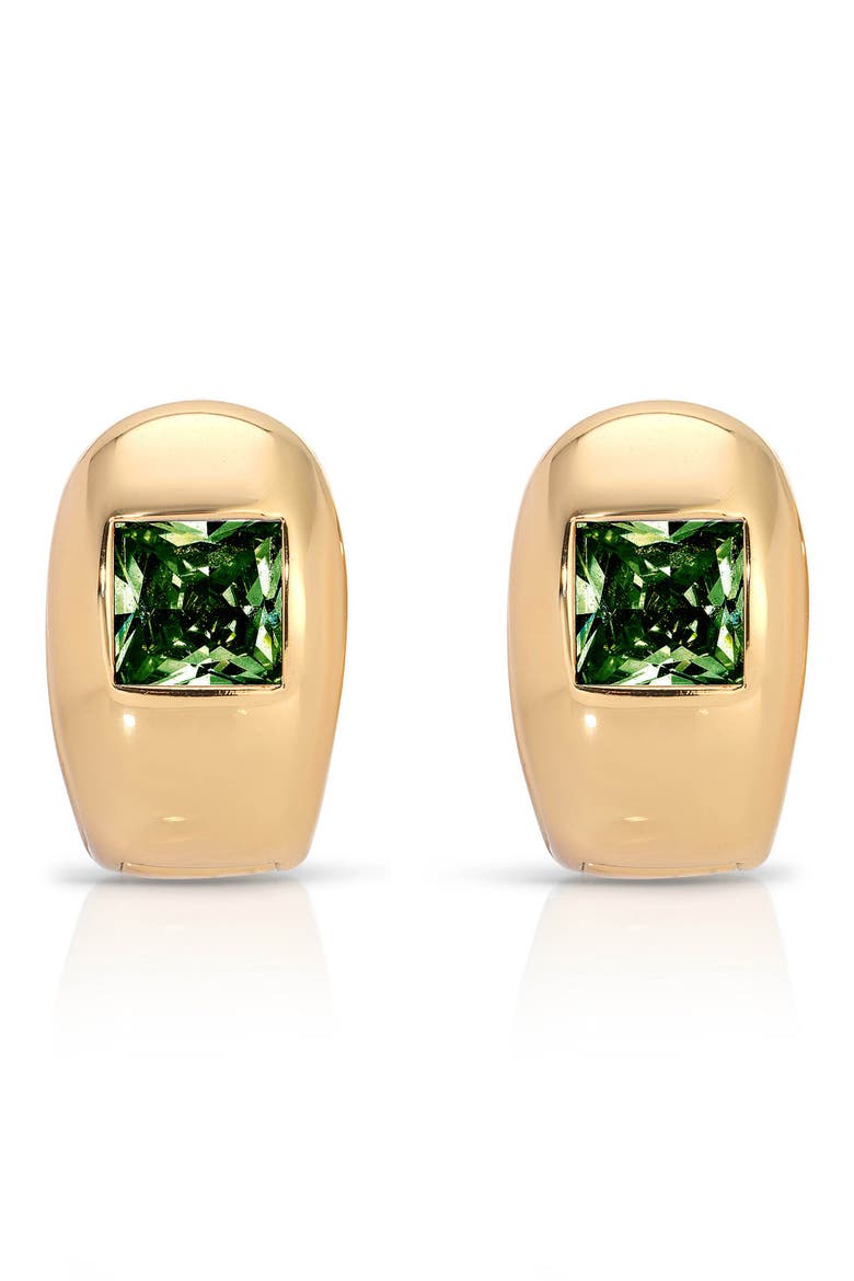 Touch of Crystal Hoop Earrings, Main, color, GREEN