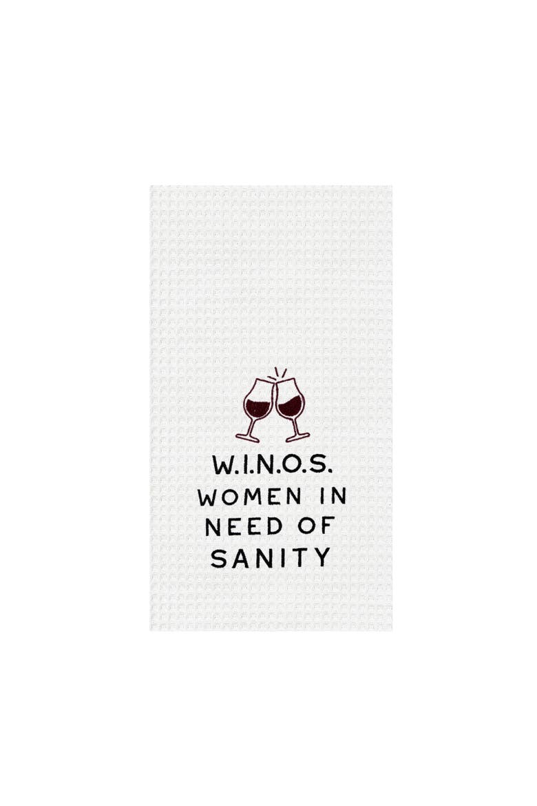 W.I.N.O.S. Fun Women Drink Phrases Embroidered Towel, Main, color, Red