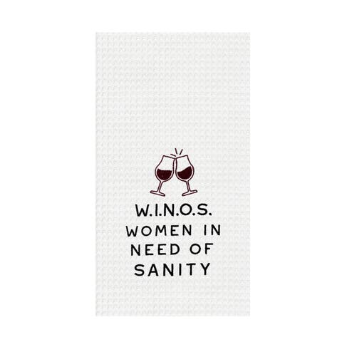 W.I.N.O.S. Fun Women Drink Phrases Embroidered Towel