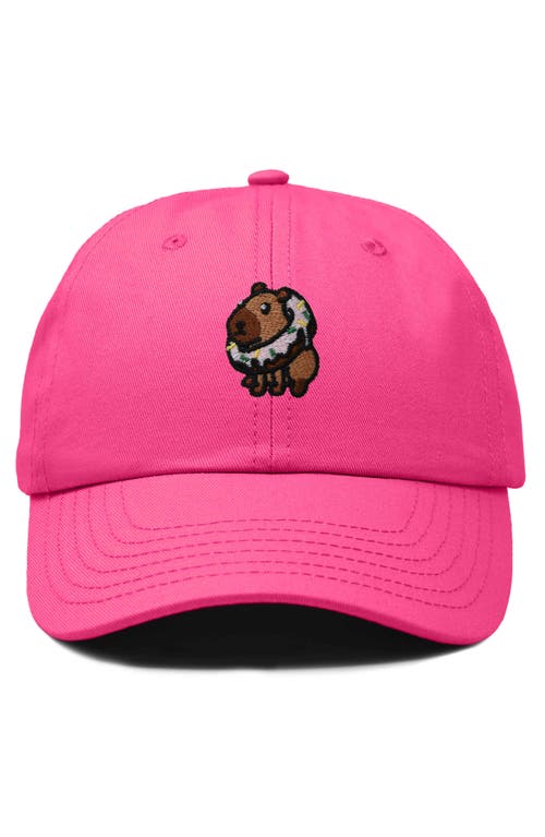 Dalix Capybara Donut Embroidered Cap In Hot Pink