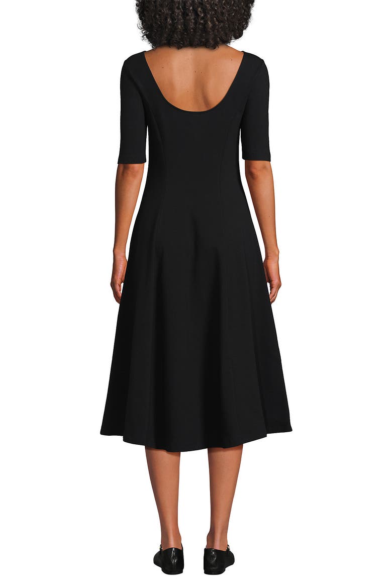 Starfish Elbow Sleeve Midi Fit and Flare Dress, Alternate, color, Black