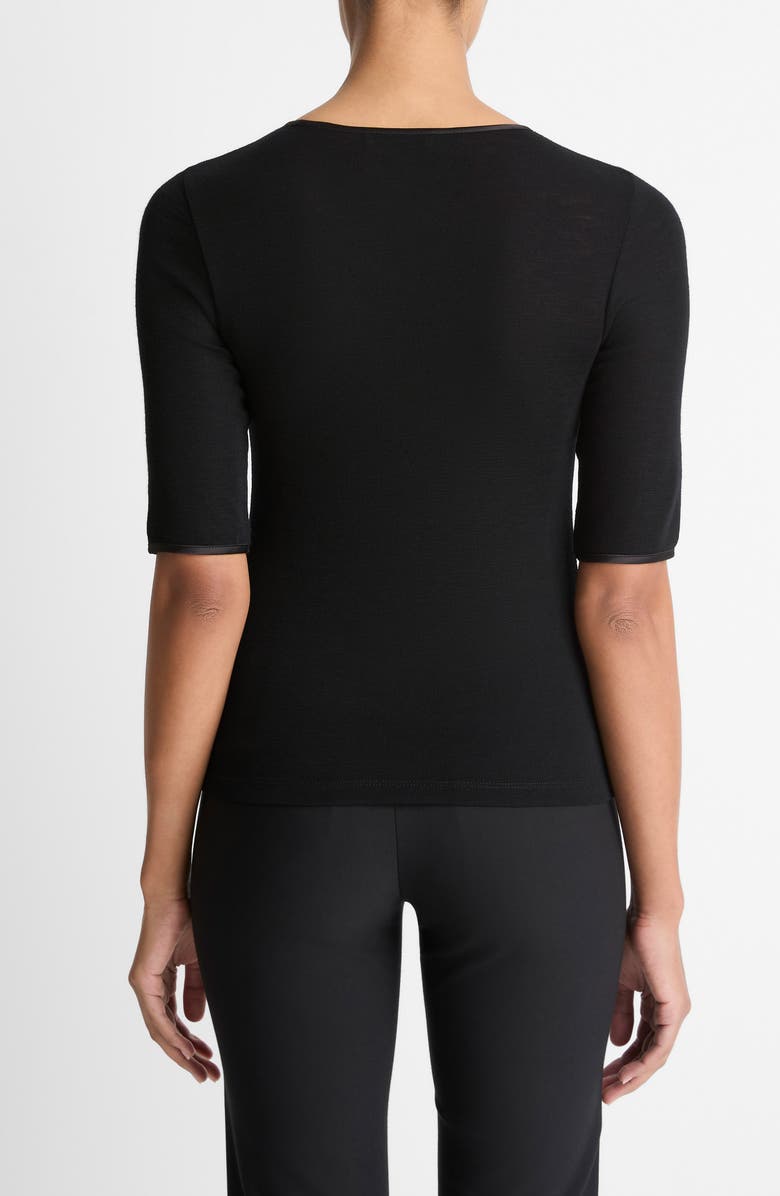 Vince Satin Trim Wool Top, Alternate, color, Black