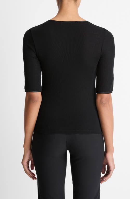 Vince Satin Trim Wool Top In Black