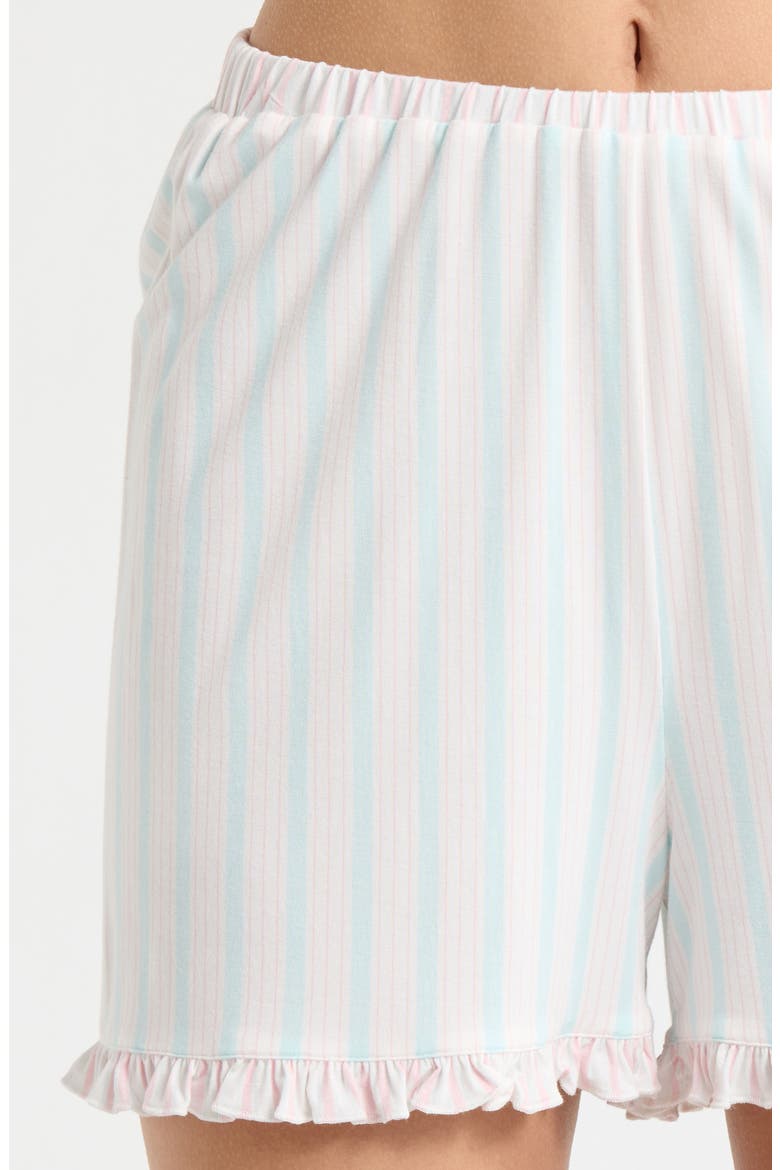 Bow Detail Stripe Short Pajamas, Alternate, color, BLUE/ PINK STRIPE