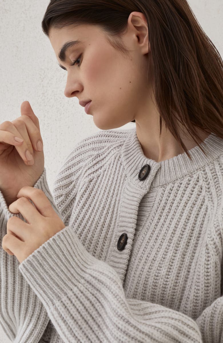 Brunello Cucinelli Cashmere Feather yarn cardigan, Alternate, color, Cool Beige