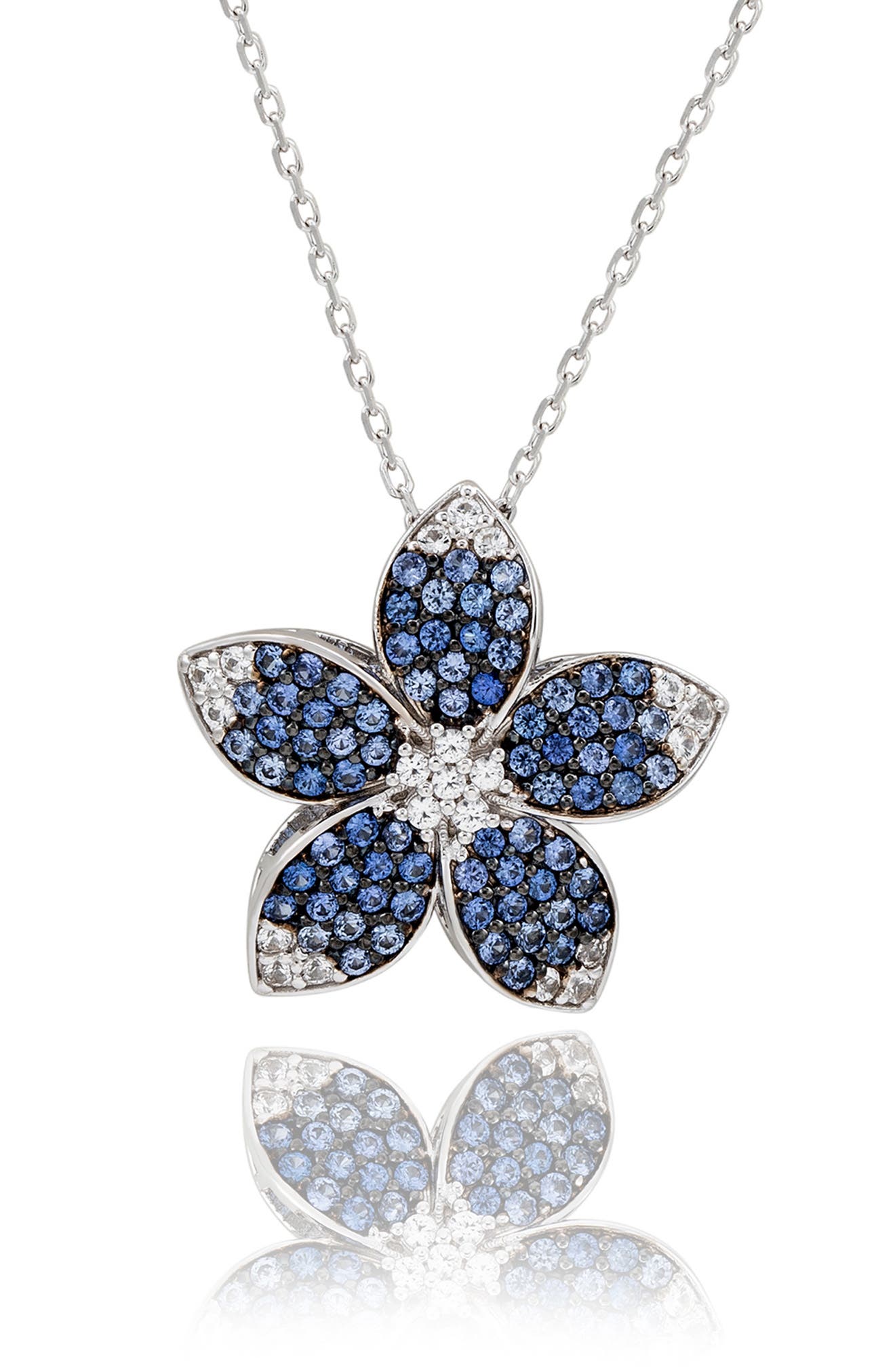 SUZY LEVIAN Sapphire Flower Pendant Necklace