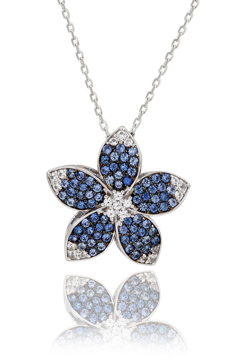 SUZY LEVIAN Sapphire Flower Pendant Necklace, Main, color, Blue