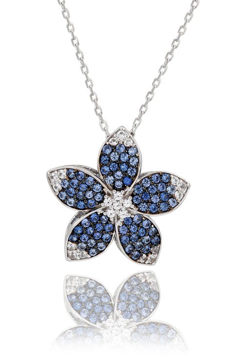 Sapphire Flower Pendant Necklace