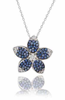SUZY LEVIAN Sapphire Flower Pendant Necklace