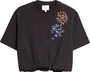 Cinq à Sept Davini Twilight Crystal & Bead Embellished Bubble Hem T-Shirt