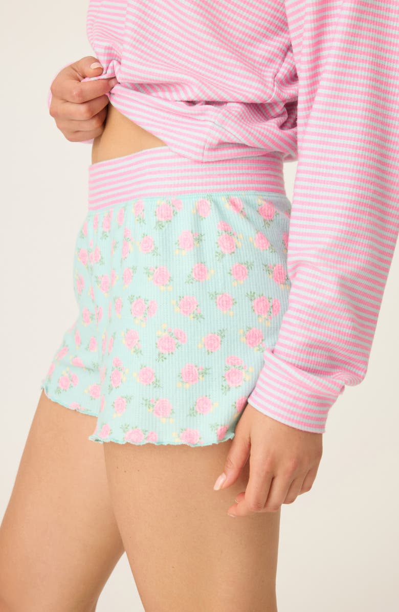 PJ Salvage Secret Garden Peachy Thermal Shorts, Alternate, color, Light Mint