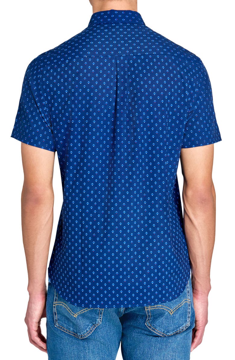 CONSTRUCT Slim Fit Mini Diamond Recycled 4-Way Stretch Performance Short Sleeve Shirt, Alternate, color, 