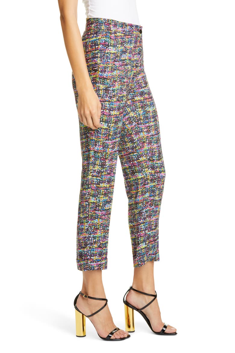 Tweed Print Cady Cuff Crop Pants, Alternate, color, PURPLE