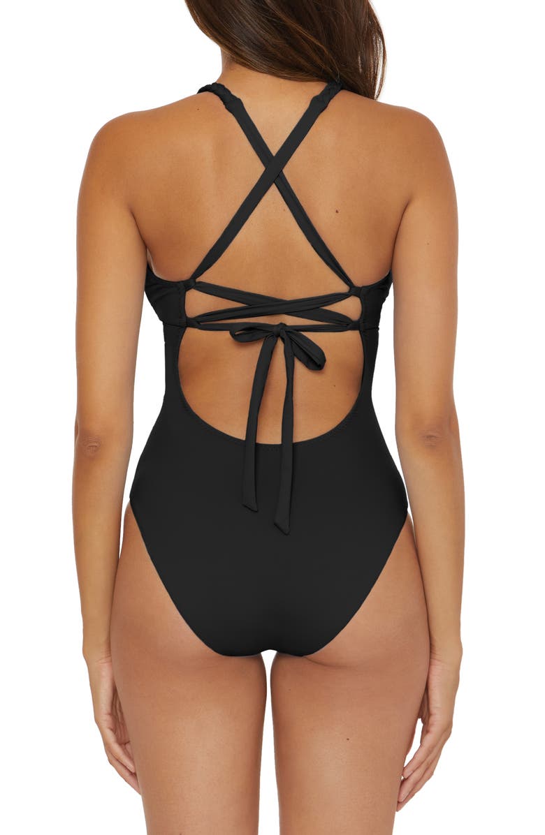 Soluna Lake Side Tie Back One-Piece Swimsuit, Alternate, color, Black