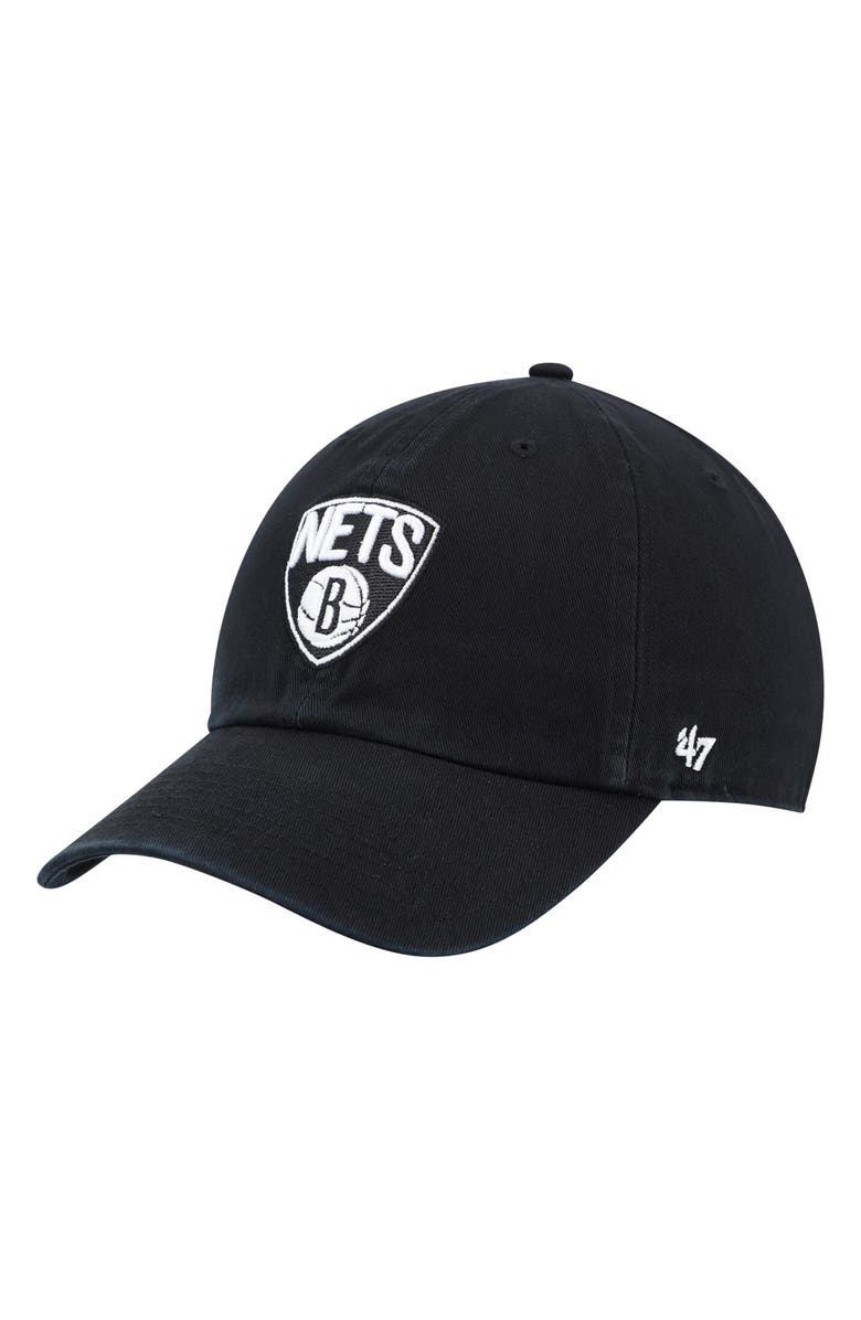 '47 Men's '47 Black Brooklyn Nets Team Clean Up Adjustable Hat, Main, color, Black