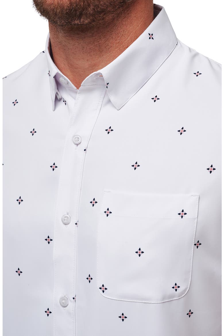 Olive Branch Geo Print Short Sleeve Button-Up Shirt, Alternate, color, WHITE