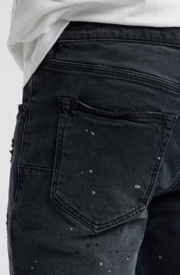 RAIVE ♥ Paint-damaged Denim Pants /追跡付 RawX X-RAY 5 Pocket Stretch Skinny 718 Jeans black Fit Rip