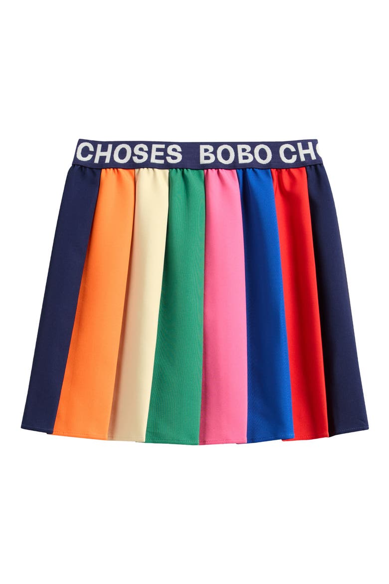 Kid" Pleated Colorblock Skirt, Main, color, BLUE MULTI COLOR