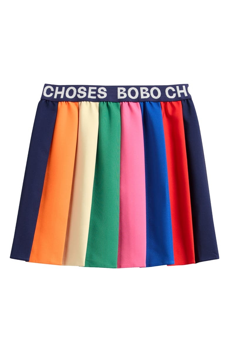 Bobo Choses Kid" Pleated Colorblock Skirt, Main, color, Blue Multi Color