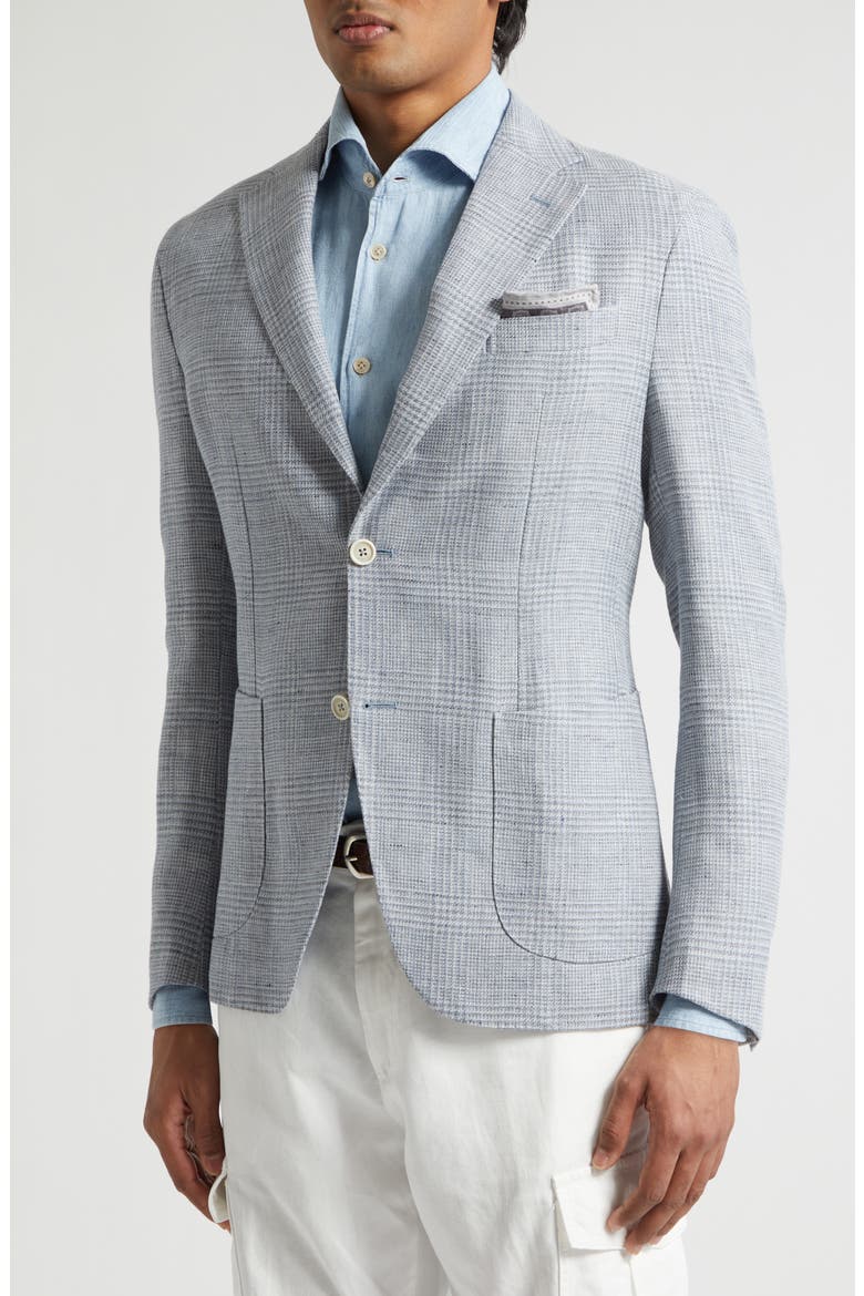 Plaid Linen & Wool Sport Coat, Alternate, color, 08 DENIM
