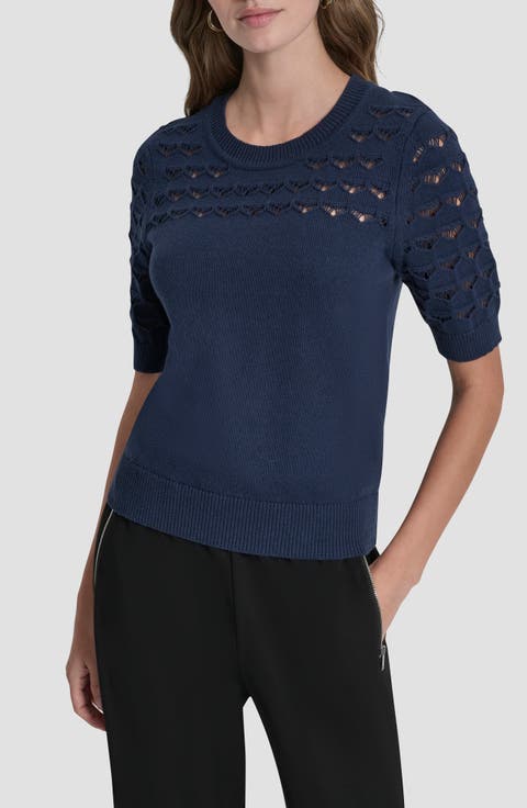 Pointelle Yoke Sweater