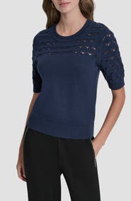DKNY Pointelle Yoke Sweater