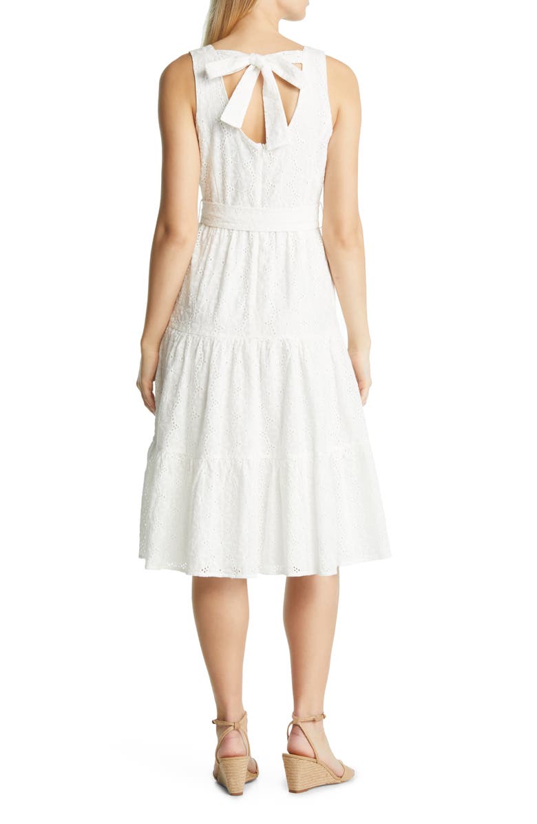 Tahari ASL Sleeveless Eyelet Tiered Dress, Alternate, color, 