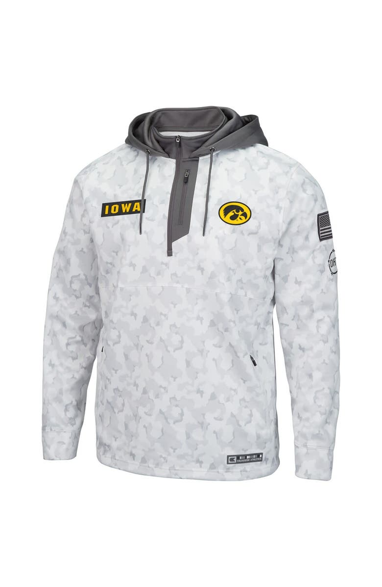 COLOSSEUM Men's Colosseum Arctic Camo Iowa Hawkeyes OHT Military Appreciation Quarter-Zip Hoodie, Alternate, color, Arctic Camo